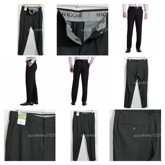 Haggar Men's Comfort Performance Stretch Straight Fit Dress Pants in black
